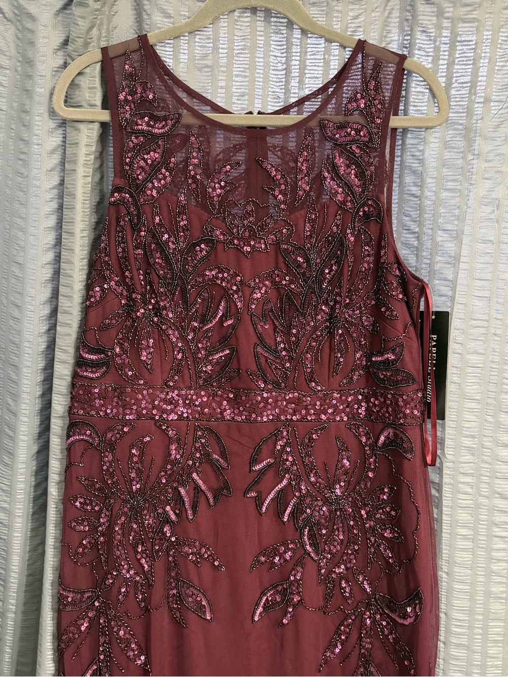 Adrianna Papell Burgundy Sequin Beaded Dress - Picture 2 of 13